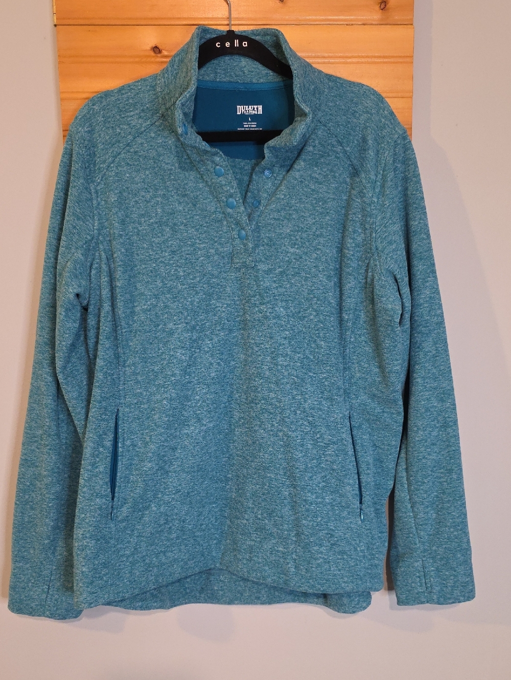 Duluth Trading Co Teal Heather Snap-Front Pullover Sz L - Picture 1 of 4